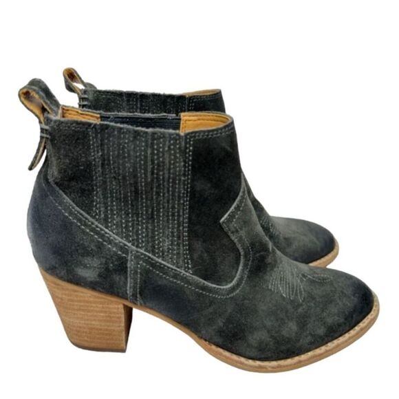 Dolce Vita Western Boots Size 8 Womens Gray Leather Suede Pull On Ankle Booties - Picture 1 of 12